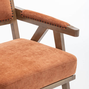 SEYNAR Rustic Mid-Century Chenille Accent Chair with Nailhead Trim and Wood Frame(Single/Set of 2)