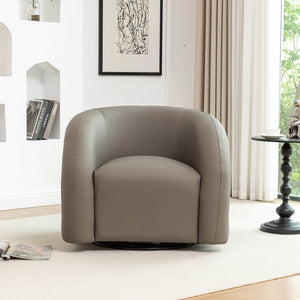 SEYNAR Modern Glam PU Leather 360 Degree Swivel Accent Armchair with Metal Base