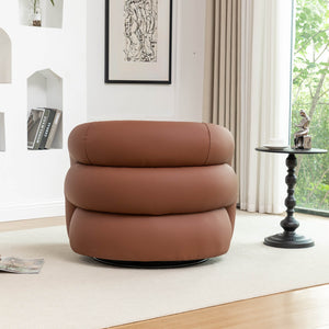 SEYNAR Modern Glam PU Leather 360 Degree Swivel Accent Armchair with Metal Base
