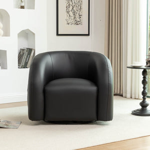 SEYNAR Modern Glam PU Leather 360 Degree Swivel Accent Armchair with Metal Base
