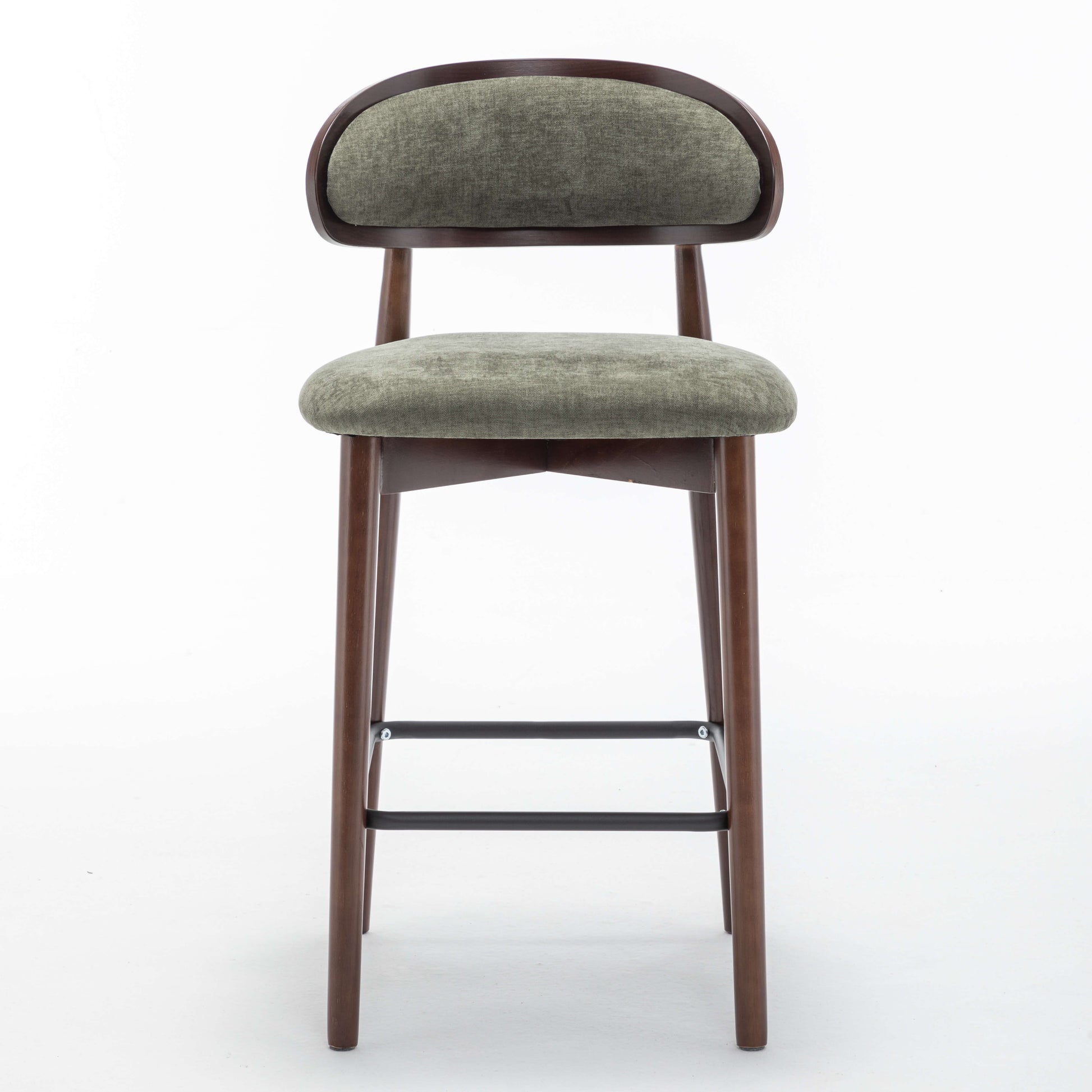 SEYNAR Set of 2/4 Mid-Century Modern 37.4" Bar Stools with Chenille Upholstery