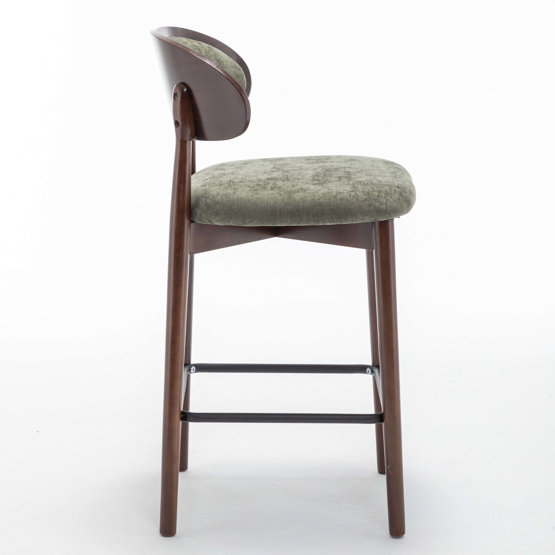 SEYNAR Set of 2/4 Mid-Century Modern 37.4" Bar Stools with Chenille Upholstery