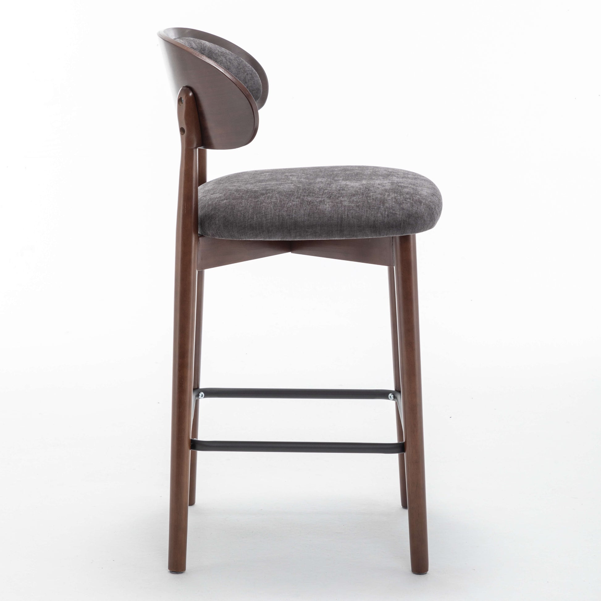SEYNAR Set of 2/4 Mid-Century Modern 37.4" Bar Stools with Chenille Upholstery