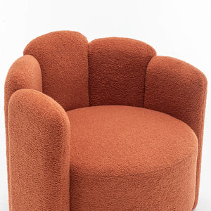 SEYNAR Modern Glam Faux Sherpa Upholstered Round Accent Chair with Flower Shaped Back Design(Single/Set of 2)
