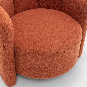 SEYNAR Modern Glam Faux Sherpa Upholstered Round Accent Chair with Flower Shaped Back Design(Single/Set of 2)