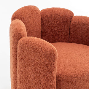 SEYNAR Modern Glam Faux Sherpa Upholstered Round Accent Chair with Flower Shaped Back Design(Single/Set of 2)