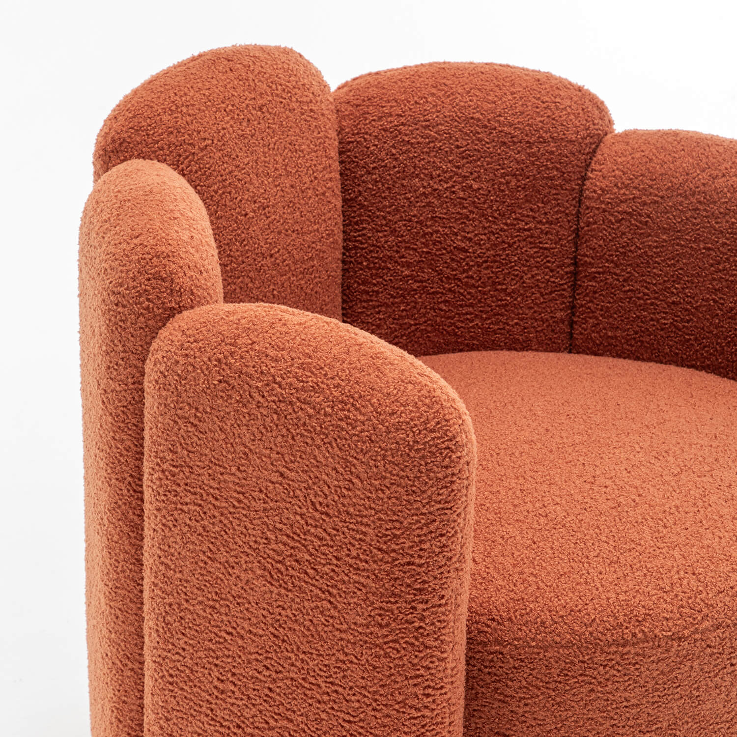 SEYNAR Modern Glam Faux Sherpa Upholstered Round Accent Chair with Flower Shaped Back Design(Single/Set of 2)