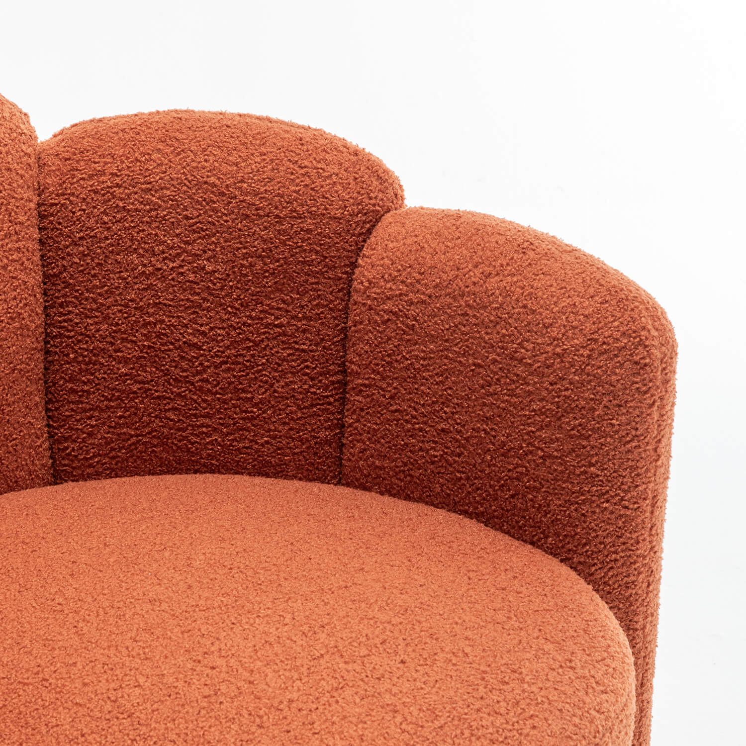 SEYNAR Modern Glam Faux Sherpa Upholstered Round Accent Chair with Flower Shaped Back Design(Single/Set of 2)
