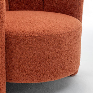 SEYNAR Modern Glam Faux Sherpa Upholstered Round Accent Chair with Flower Shaped Back Design(Single/Set of 2)
