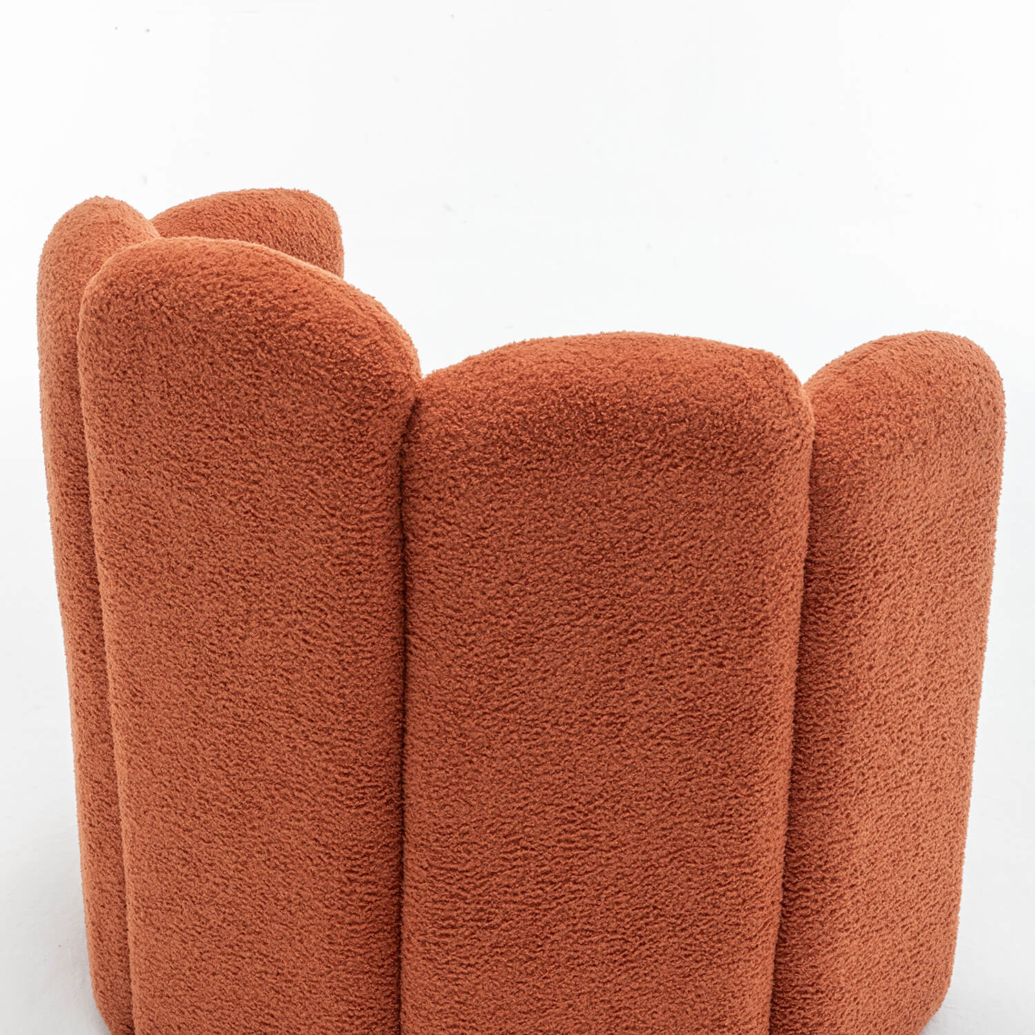 SEYNAR Modern Glam Faux Sherpa Upholstered Round Accent Chair with Flower Shaped Back Design(Single/Set of 2)