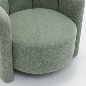 SEYNAR Modern Glam Faux Sherpa Upholstered Round Accent Chair with Flower Shaped Back Design(Single/Set of 2)