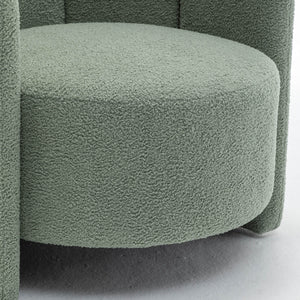 SEYNAR Modern Glam Faux Sherpa Upholstered Round Accent Chair with Flower Shaped Back Design(Single/Set of 2)