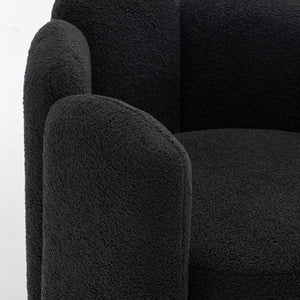 SEYNAR Modern Glam Faux Sherpa Upholstered Round Accent Chair with Flower Shaped Back Design(Single/Set of 2)