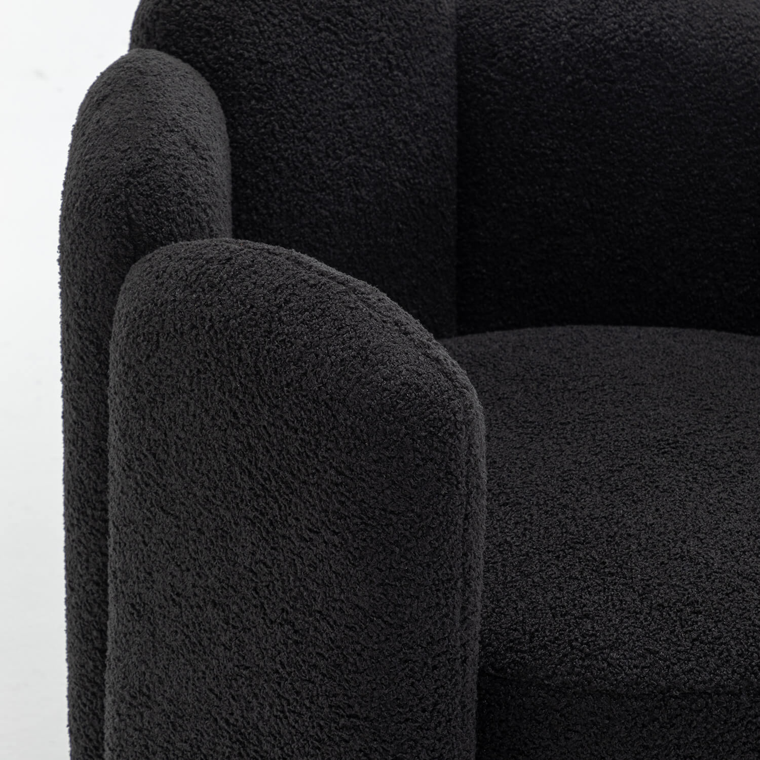 SEYNAR Modern Glam Faux Sherpa Upholstered Round Accent Chair with Flower Shaped Back Design(Single/Set of 2)