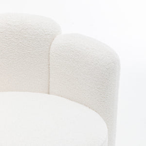 SEYNAR Modern Glam Faux Sherpa Upholstered Round Accent Chair with Flower Shaped Back Design(Single/Set of 2)