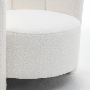 SEYNAR Modern Glam Faux Sherpa Upholstered Round Accent Chair with Flower Shaped Back Design(Single/Set of 2)