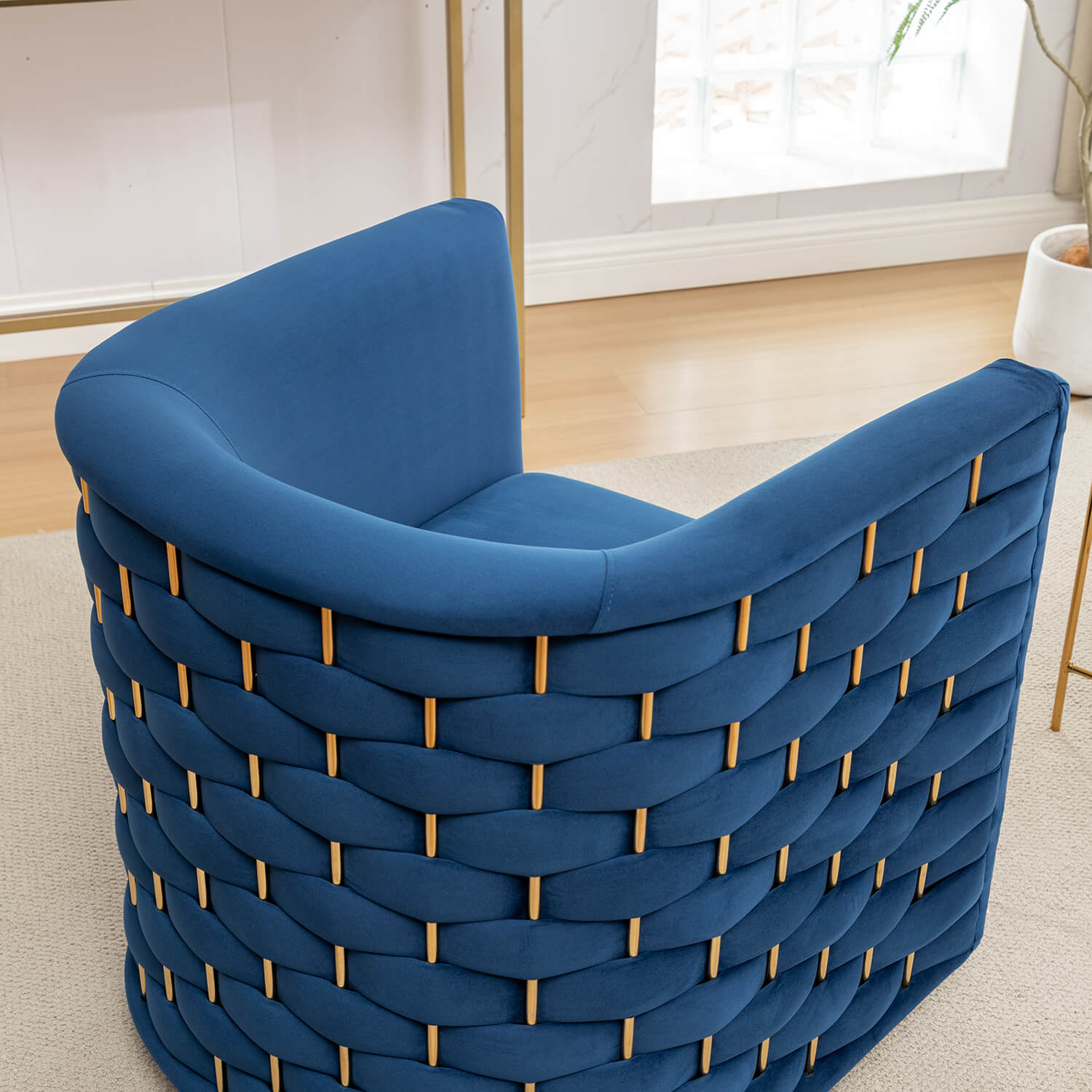 SEYNAR Modern Glam Velvet Upholstered 360 Degree Swivel Barrel Chair