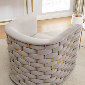 SEYNAR Modern Glam Velvet Upholstered 360 Degree Swivel Barrel Chair