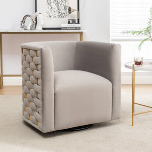 SEYNAR Modern Glam Velvet Upholstered 360 Degree Swivel Barrel Chair