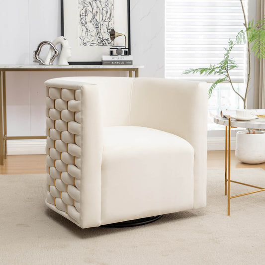 SEYNAR Modern Glam Velvet Upholstered 360 Degree Swivel Barrel Chair