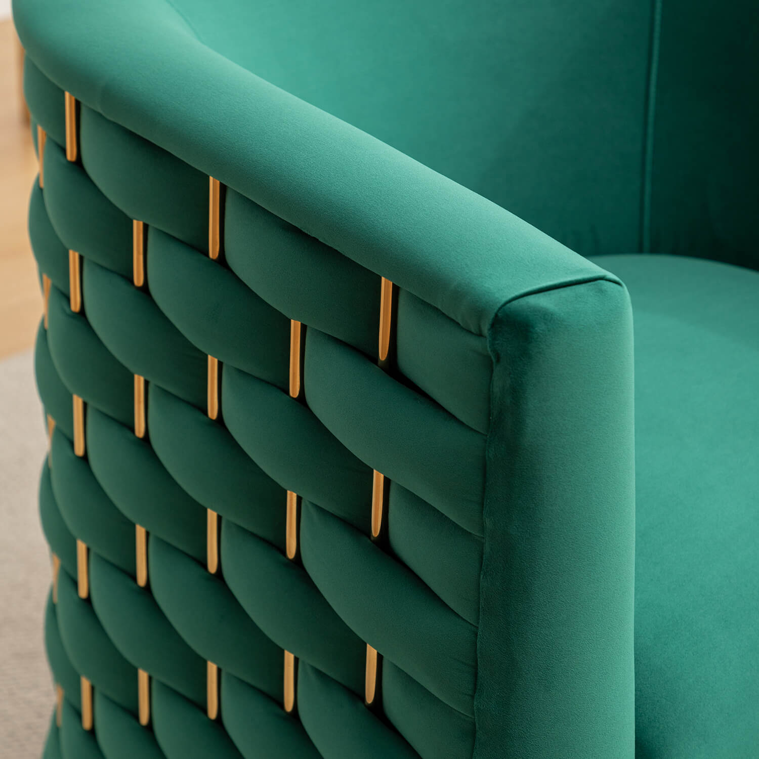 SEYNAR Modern Glam Velvet Upholstered 360 Degree Swivel Barrel Chair