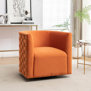 SEYNAR Modern Glam Velvet Upholstered 360 Degree Swivel Barrel Chair