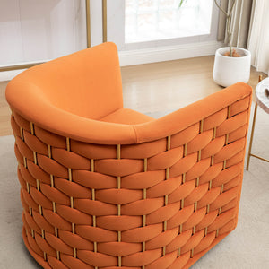 SEYNAR Modern Glam Velvet Upholstered 360 Degree Swivel Barrel Chair