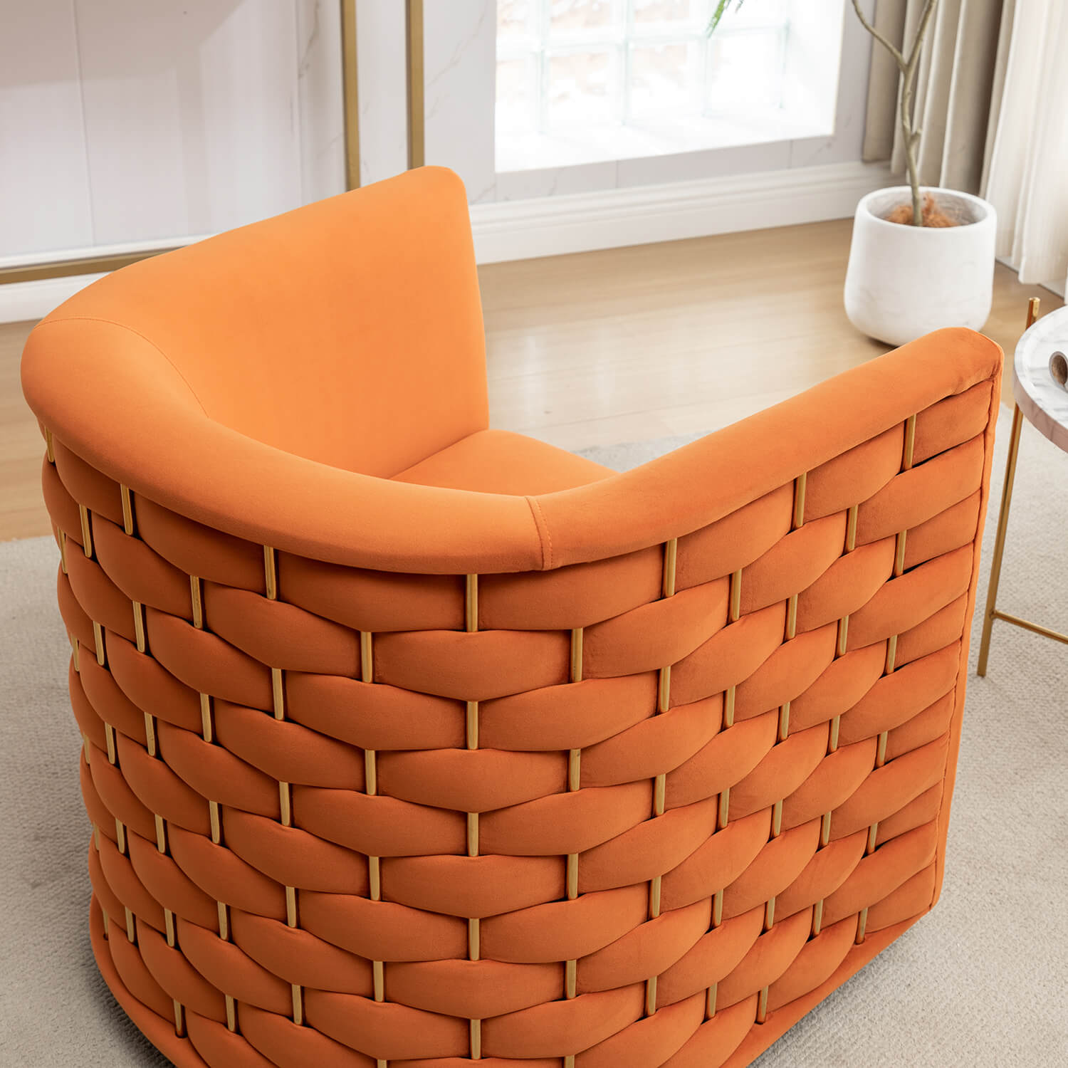 SEYNAR Modern Glam Velvet Upholstered 360 Degree Swivel Barrel Chair