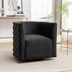 SEYNAR Modern Glam Velvet Upholstered 360 Degree Swivel Barrel Chair