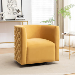 SEYNAR Modern Glam Velvet Upholstered 360 Degree Swivel Barrel Chair