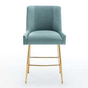SEYNAR Modern Velvet 39'' H Metal Leg Counter or Bar Stools Set of 2/4