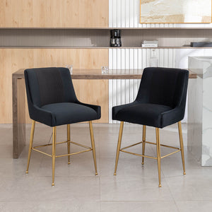 SEYNAR Modern Velvet 39'' H Metal Leg Counter or Bar Stools Set of 2/4