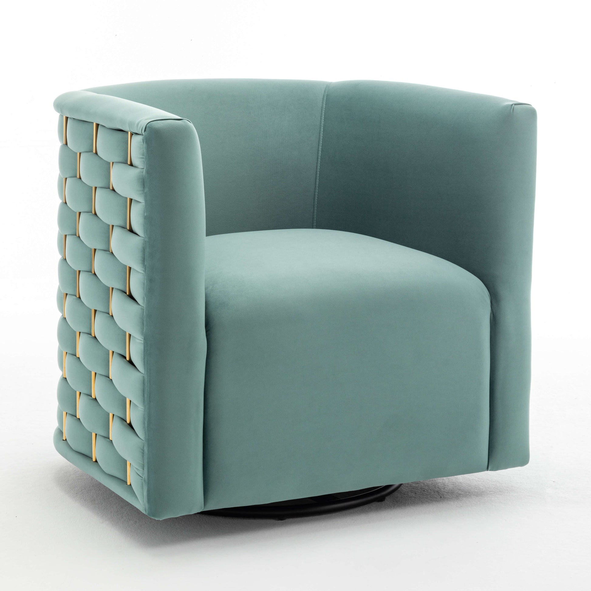 SEYNAR Modern Glam Velvet Upholstered 360 Degree Swivel Barrel Chair
