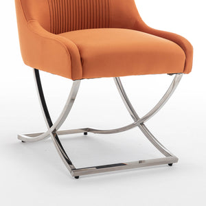 SEYNAR Contempoary Velvet Dining Chair Set of 2/4/6 with Metal Frame Legs and Back Pull