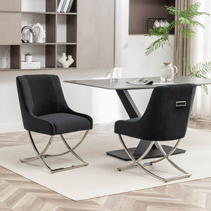 SEYNAR Contempoary Velvet Dining Chair Set of 2/4/6 with Metal Frame Legs and Back Pull