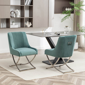 SEYNAR Contempoary Velvet Dining Chair Set of 2/4/6 with Metal Frame Legs and Back Pull