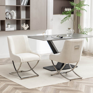 SEYNAR Contempoary Velvet Dining Chair Set of 2/4/6 with Metal Frame Legs and Back Pull