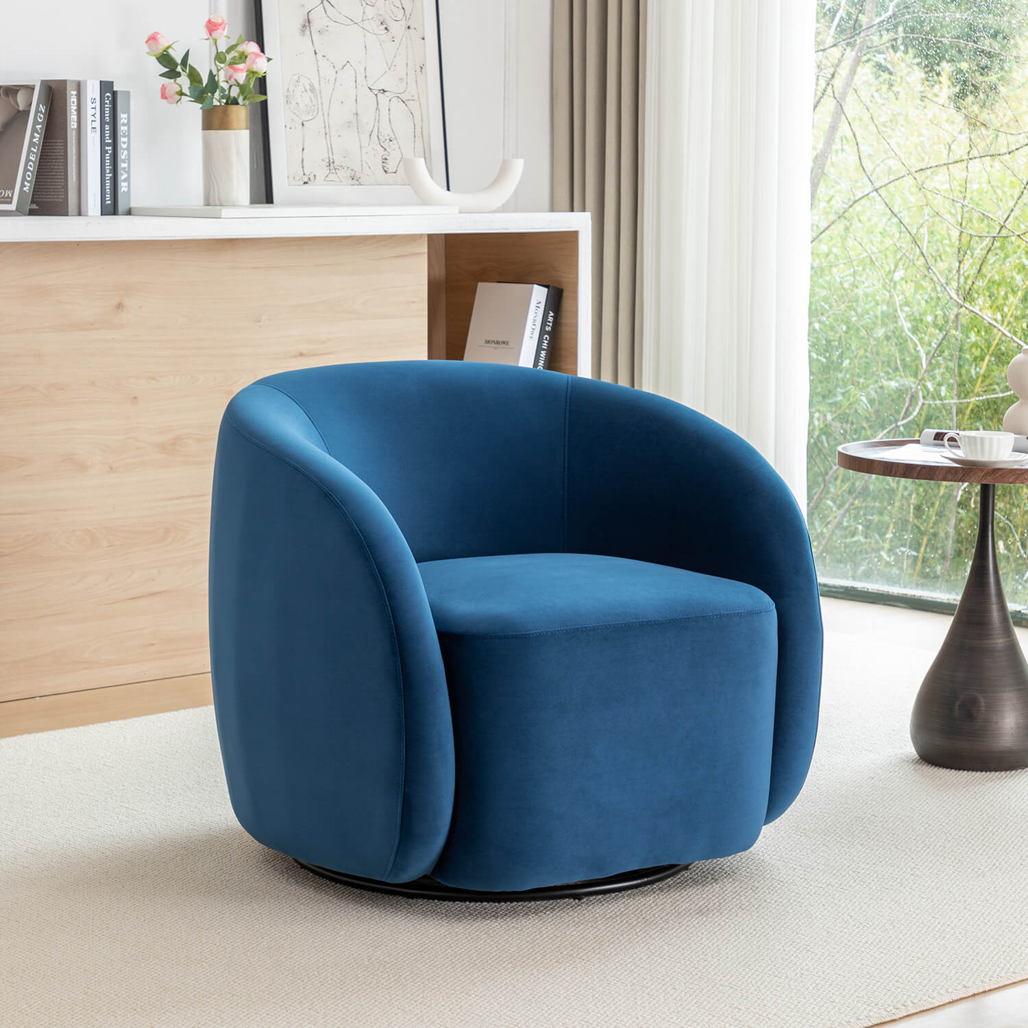 SEYNAR Modern Glam Velvet Upholstered 360 Degree Swivel Accent Armchair, 1 Chair or Set of 2