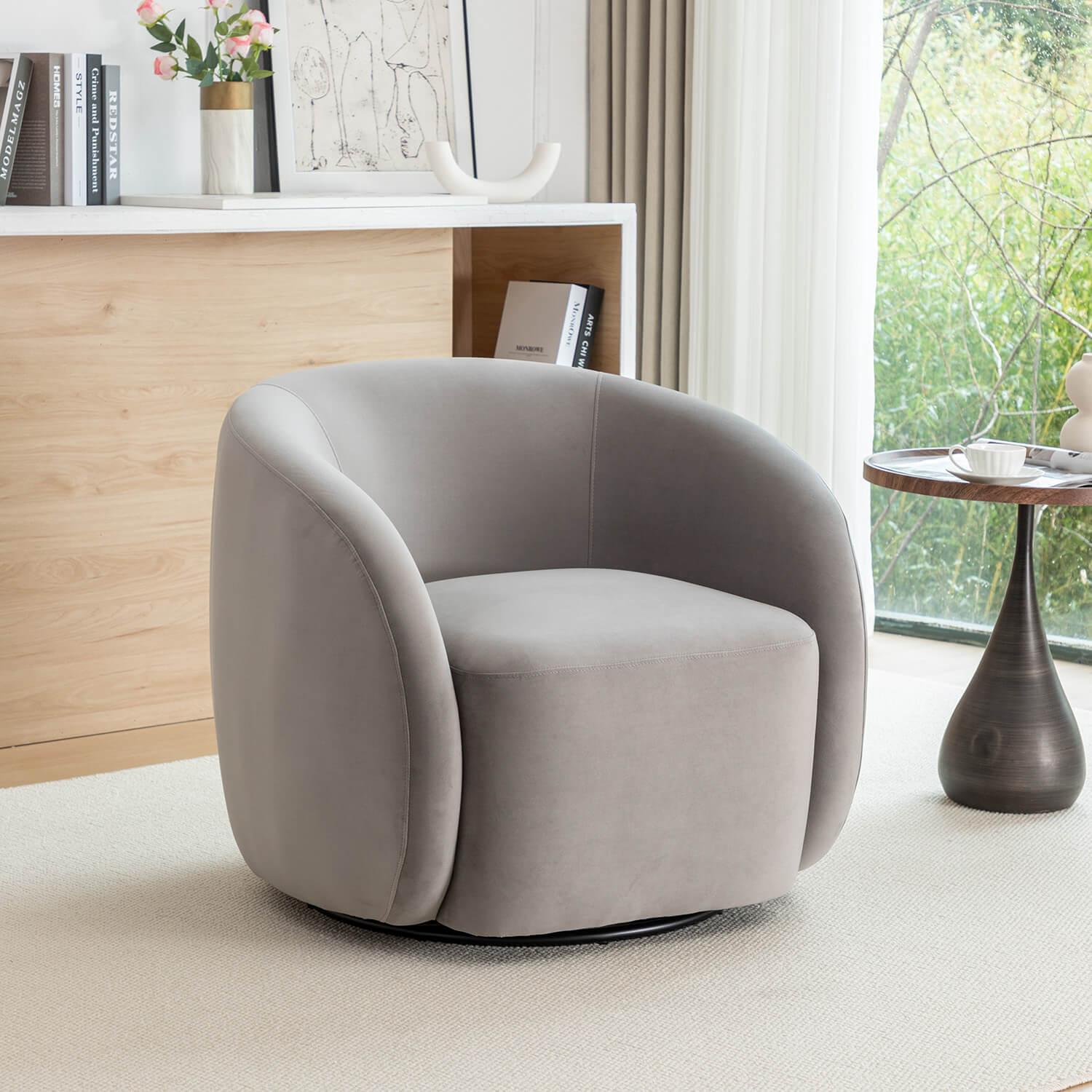 SEYNAR Modern Glam Velvet Upholstered 360 Degree Swivel Accent Armchair, 1 Chair or Set of 2