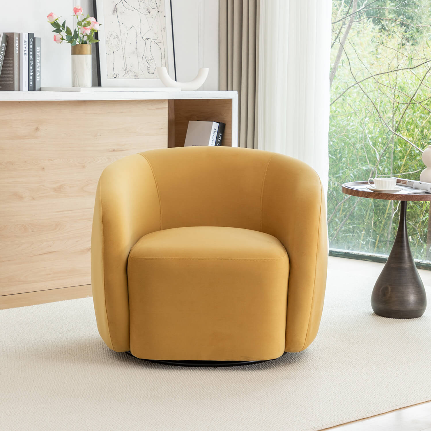 SEYNAR Modern Glam Velvet Upholstered 360 Degree Swivel Accent Armchair, 1 Chair or Set of 2