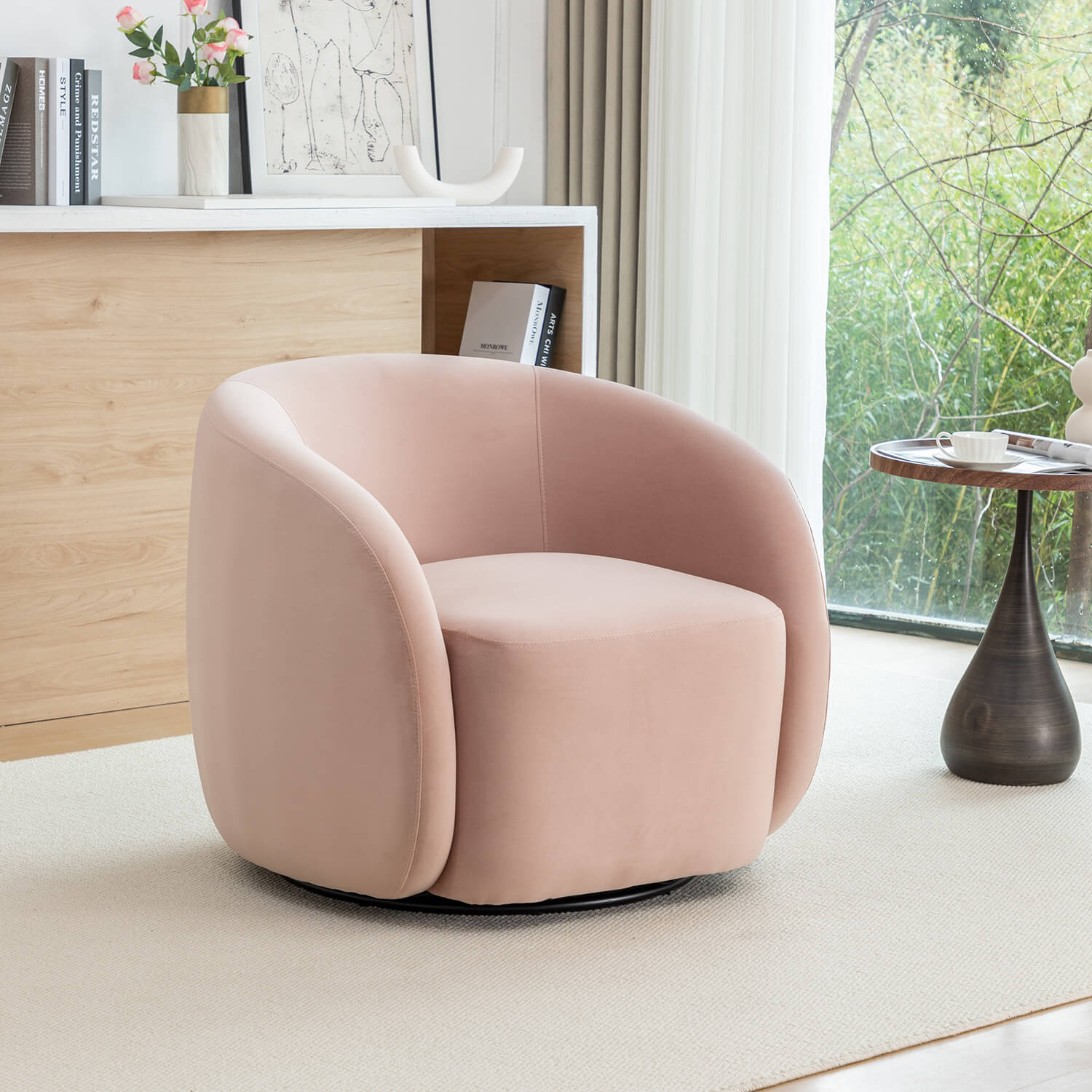 SEYNAR Modern Glam Velvet Upholstered 360 Degree Swivel Accent Armchair, 1 Chair or Set of 2