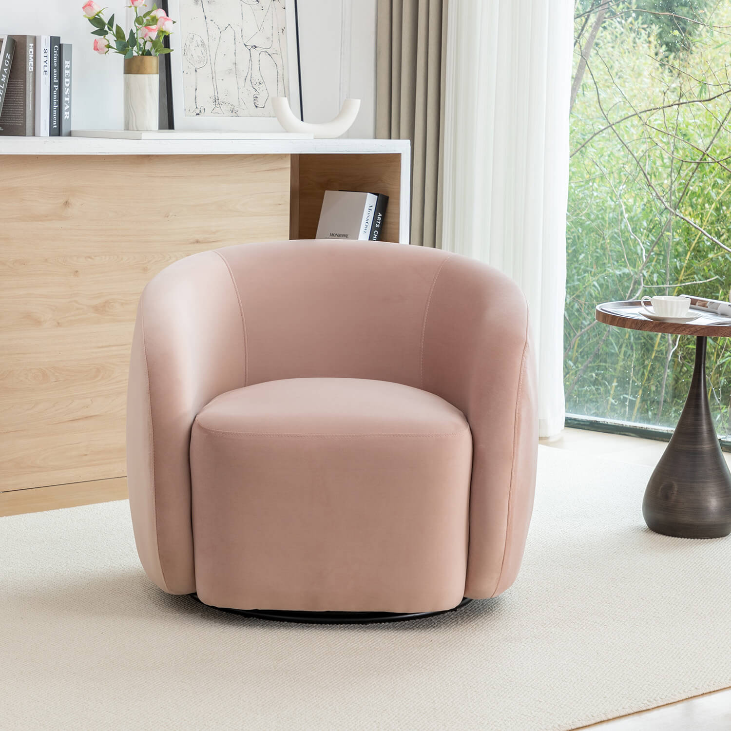 SEYNAR Modern Glam Velvet Upholstered 360 Degree Swivel Accent Armchair, 1 Chair or Set of 2