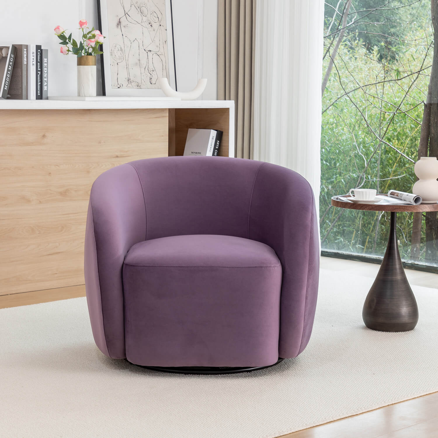 SEYNAR Modern Glam Velvet Upholstered 360 Degree Swivel Accent Armchair, 1 Chair or Set of 2