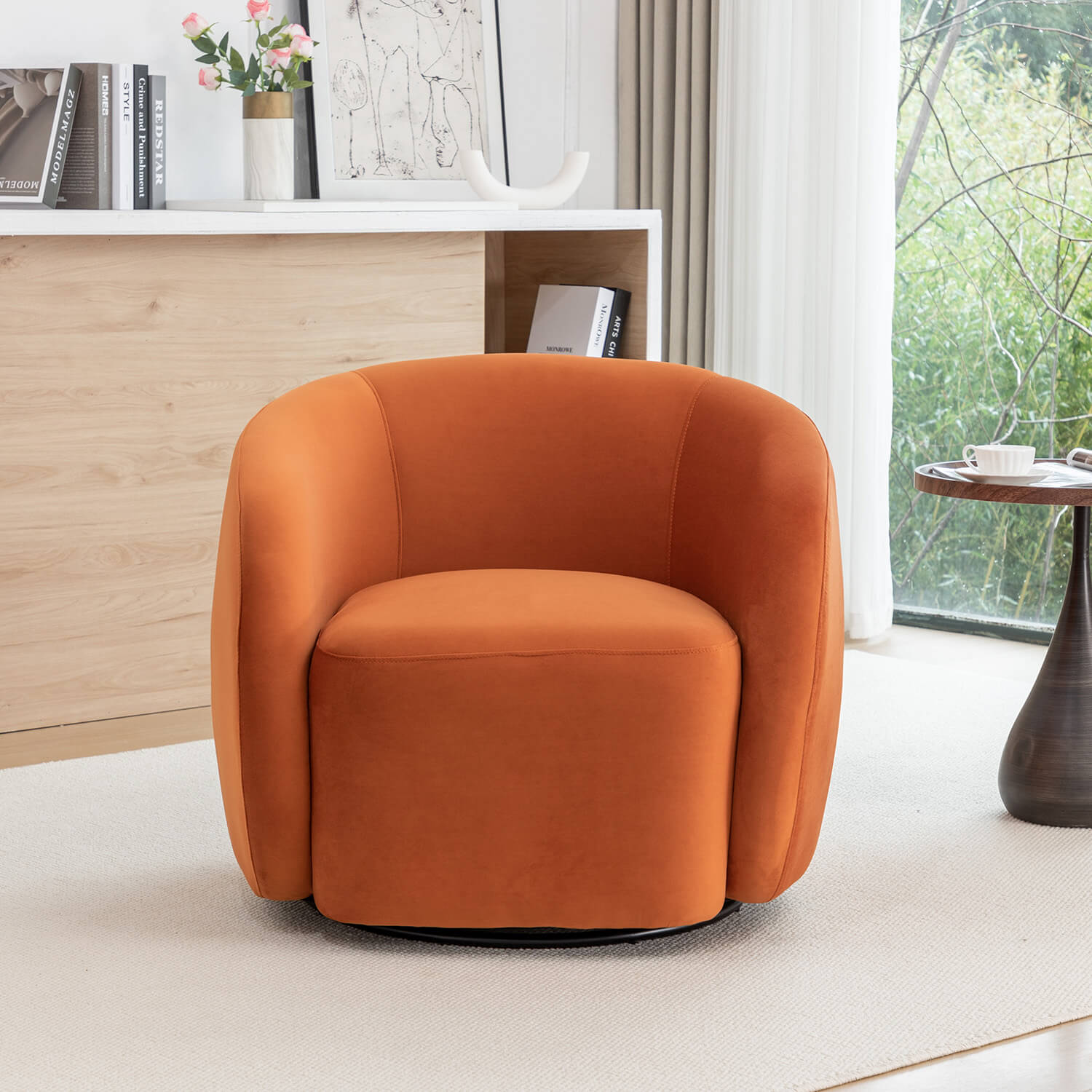 SEYNAR Modern Glam Velvet Upholstered 360 Degree Swivel Accent Armchair, 1 Chair or Set of 2