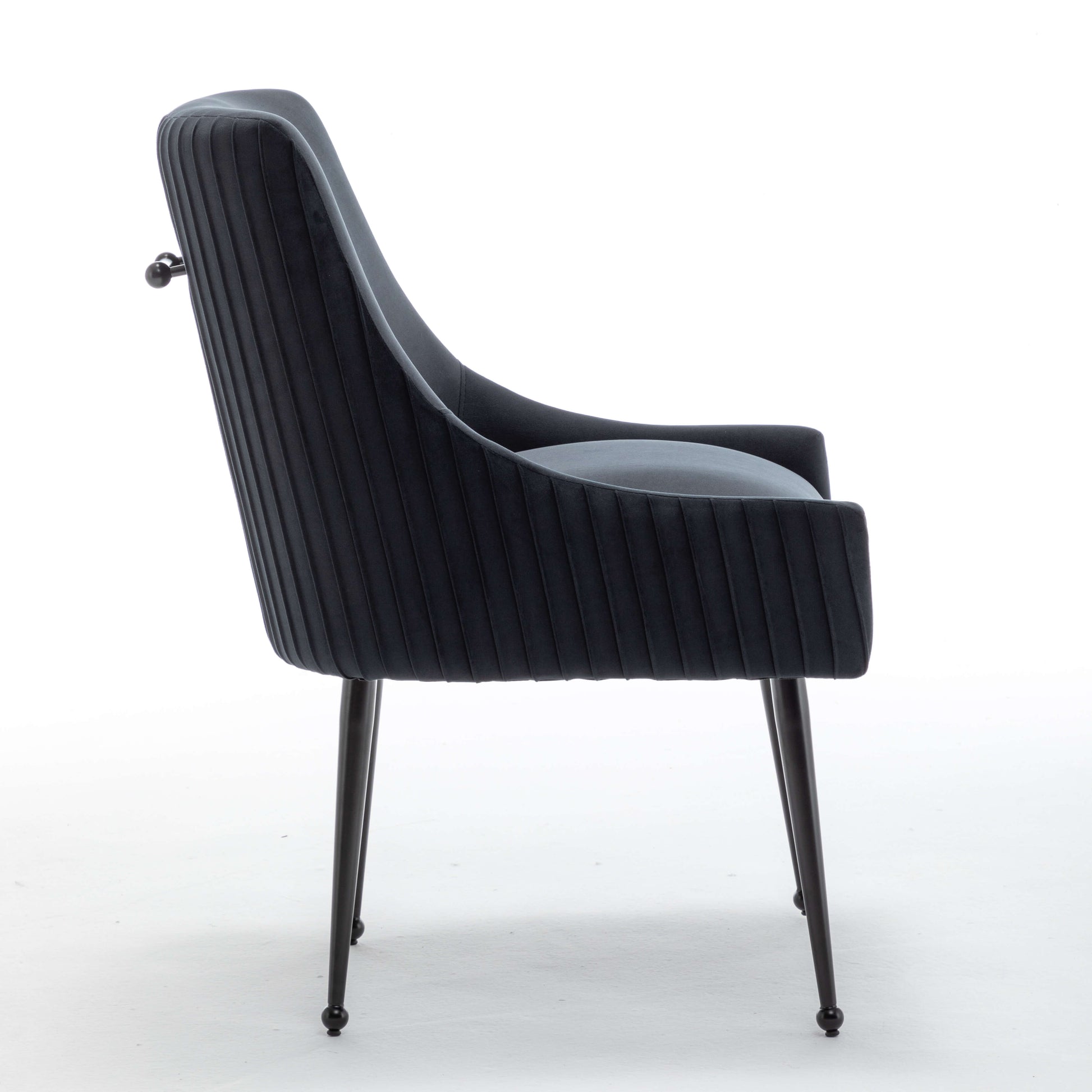 SEYNAR Modern Glam Velvet Black Metal Legs Dining Chair or Vanity Chair Set of 2/4/6 with Rear Handle