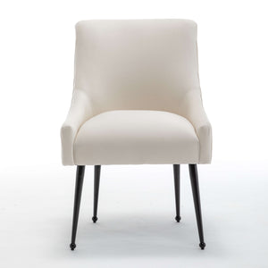 SEYNAR Modern Glam Velvet Black Metal Legs Dining Chair or Vanity Chair Set of 2/4/6 with Rear Handle