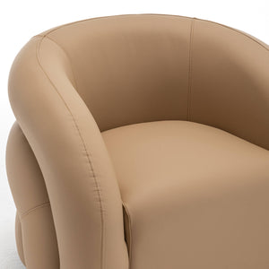 SEYNAR Modern Glam PU Leather 360 Degree Swivel Accent Armchair with Metal Base