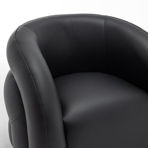 SEYNAR Modern Glam PU Leather 360 Degree Swivel Accent Armchair with Metal Base