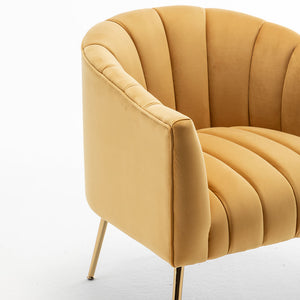 SEYNAR Modern Velvet Accent Chair,Round Upholstered Barrel Chair for Living Room