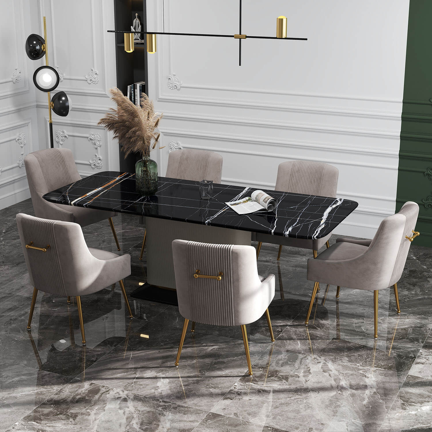 SEYNAR Modern Glam Velvet Dining Chair Set of 2/4/6 with Rear Handle
